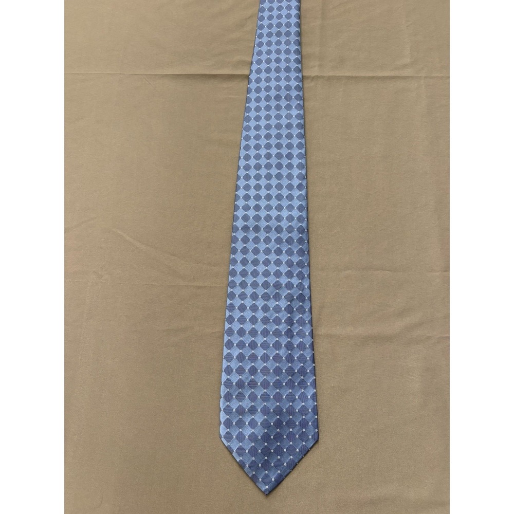 Banana Republic Men's 100% Silk Tie Blue Geometric Design - Made in Italy